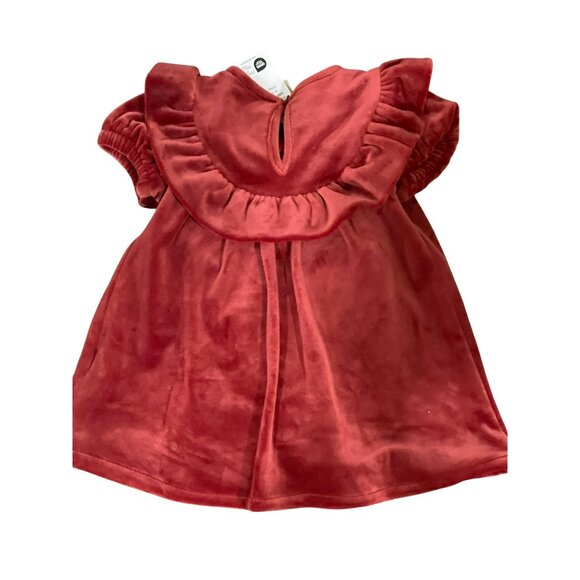 First Impressions Rust Velvet Baby Girl Ruffle Dress 6-9 Months NWT - Picture 3 of 3